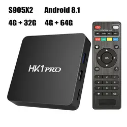 HK1 PRO Smart ТВ коробка Android 8,1 Amlogic S905X2 4 GB 64 GB 4 ядра 2,4G и 5 ГГц Wi-Fi BT4.0 100 м 4 K 1080 P Media Player