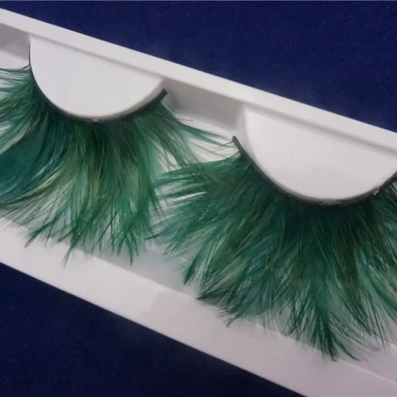 

Green Catwalk Stage Exaggerated False Eyelashes Makeup Natural Soft Fake Eyelashes Handmade Cotton Stems Lashes1 box 1 pairs