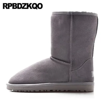 

snowboot 2018 designer winter suede male faux fur men slip on casual shoes australian booties snow boots short plus size cheap