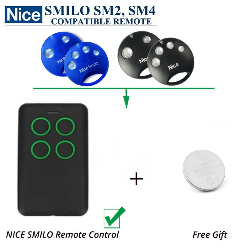 

Rolling Code Replacement Gate Garage Remote Control for Nice SMILO SM2 ,SMILO SM4