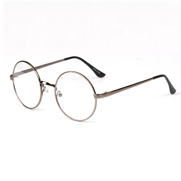 Модные ретро круглые металлические оправы очки прозрачные линзы очки унисекс - Цвет оправы: Серый