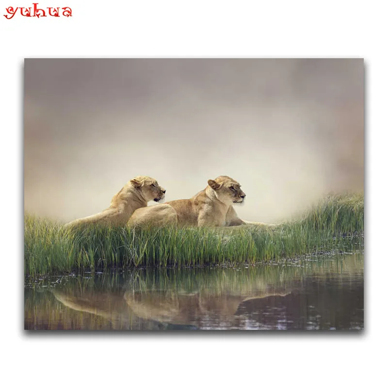 Round Diamond embroidery dierlijk Tiger Full Square Diamond mosaic colorful Art 5D DIY Diamond painting Cross stitch Animal Lion_