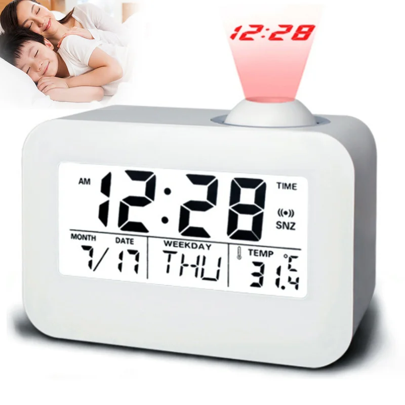 Electronic Voice Talking Calendar LCD Projector Alarm Clock Time