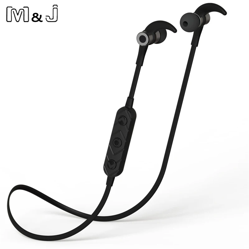 M J Metal Magnetic Switch Wireless Sport Earphones Sweatproof Stereo Bluetooth 4 1 Headset with MIC For iPhone LG HTC Xiaomi