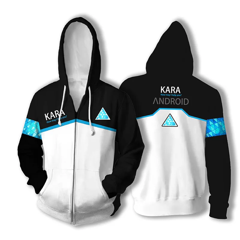 

Detroit: Become Human RK800 Connor KARA Cosplay Costumes Connor Hoodies 3D printed zip-up hoodies for men and women sport Sweat