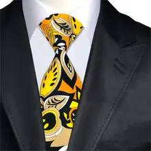 Модные Дизайнеры Для мужчин s Галстуки Шелка с принтом Gravatas связей желтый оранжевый черный галстуков для Для мужчин свадебные Бизнес костюм Corbata a-1276