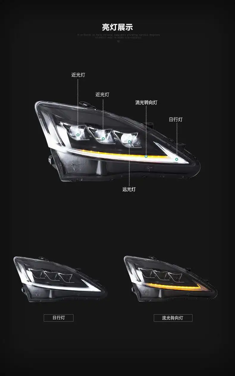 KOWELL стайлинга автомобилей 2006-2012 для LEXUS IS250 фары IS250 все светодиодный фар с динамический сигнал поворота