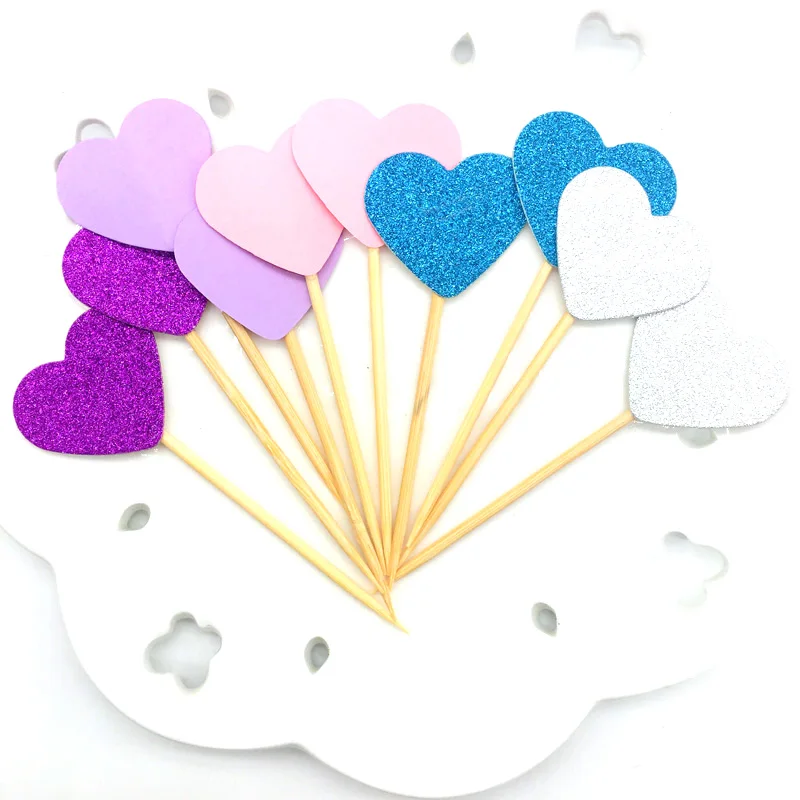 pcs Kids Birthday Cake Toppers Heart Glitter Cupcake Topper Wedding Decor Cake Decoration Party Anniversaire Garcon Candy Bar Cake Decorating Supplies Aliexpress