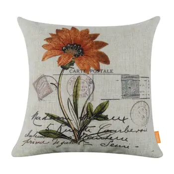 

LINKWELL 45x45cm Retro Daisy Yellow Flower Burlap Decorative Sofa Cushion Covers Throw Pillowcase for Armchair Seat Living Room