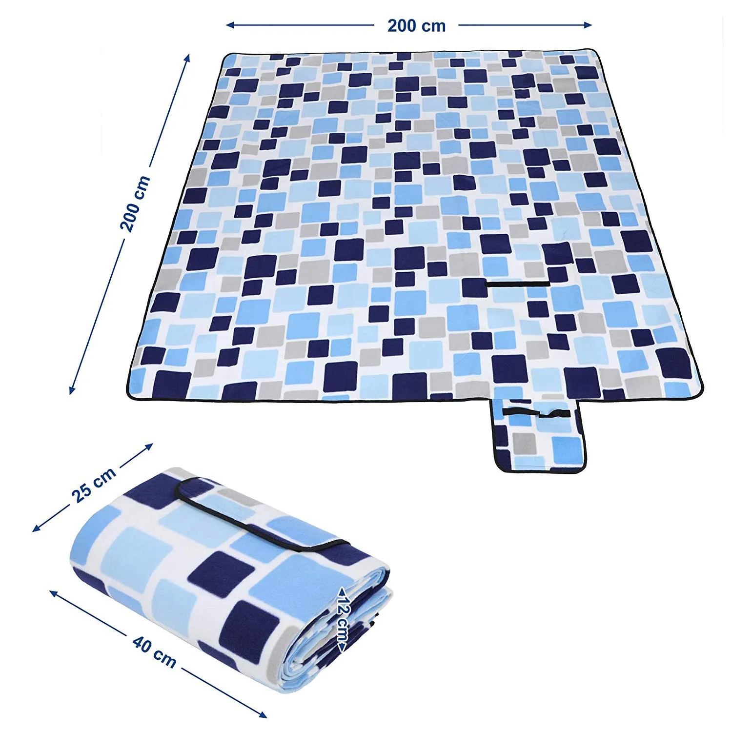 ELOS-одеяло для пикника, 200x200 см, размер XXL, Фланелевое, теплоизолированное, водонепроницаемое, с ручкой для переноски