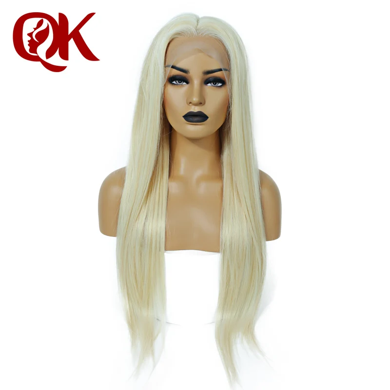 

QueenKing hair Full Lace Wig 150% Density Blonde 613 Silky Straight Preplucked Hairline 100% Brazilian Human Remy Hair