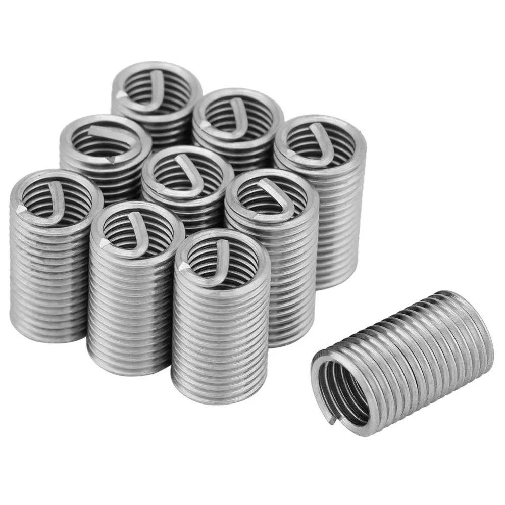 

10Pcs Stainless Steel Wire Thread Insert Wire Screw Sleeve Inserts Thread Repair Kit Fastener Connection Tool M8x1.25x3 Diameter