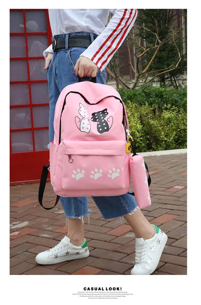 Sac à dos fille toile 4 pièces 4
