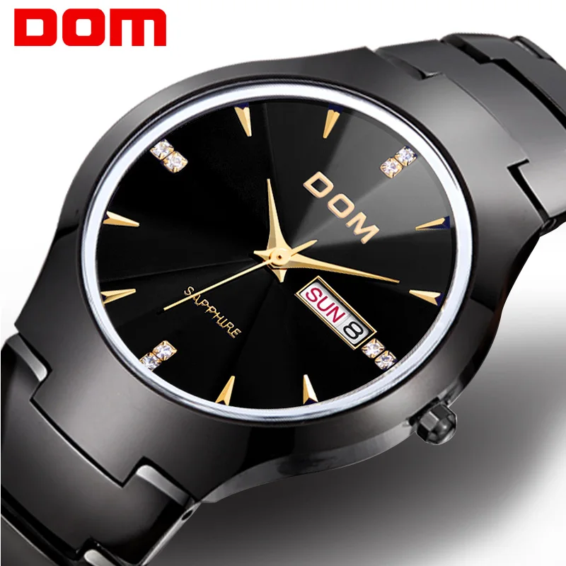 

Men watch DOM tungsten steel Business Quartz Top Brand sport Luxury Wrist 30m waterproof watches Fashion Casual W-698GK-1M2
