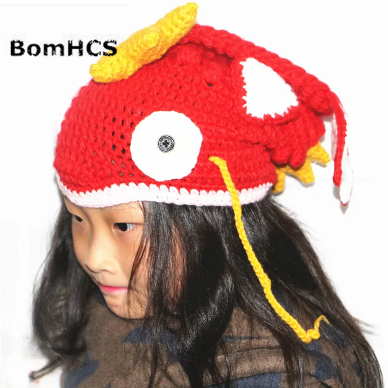 BomHCS забавные Цвет Золотая рыбка Карп шапочка ручной вязки зимой толстые шляпа Кепки Хэллоуина Рождественский подарок