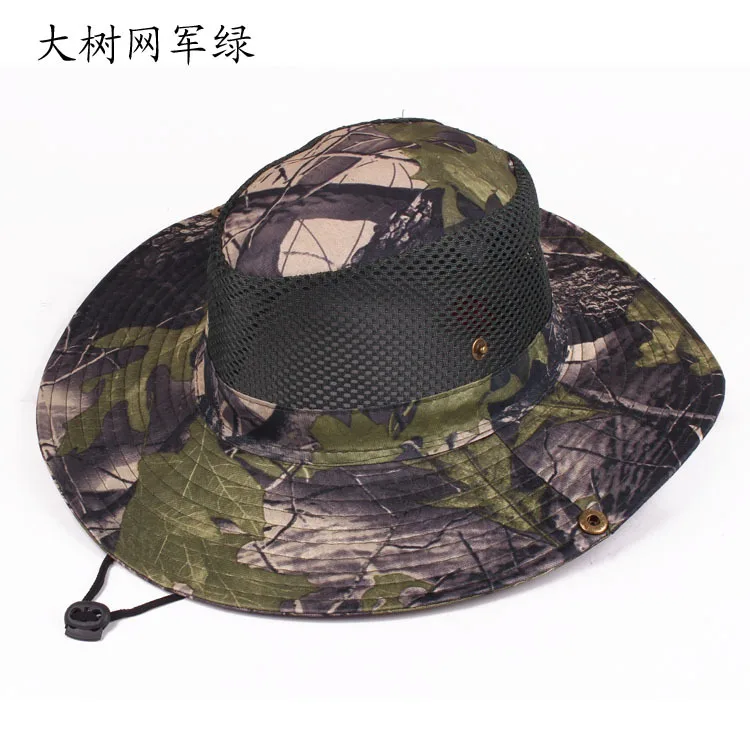 

New men's Summer fishing sunshade outdoor camouflage net breathable cool hat knight hat western cowboy sunshade net hat