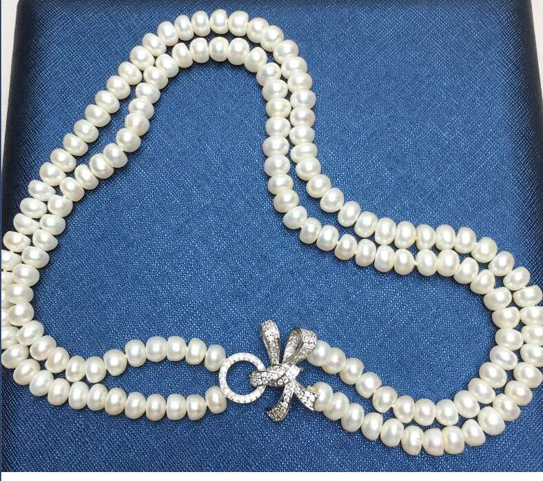 ZHBORUINI модное жемчужное ожерелье из пресноводного жемчуга, Двухрядное ожерелье-чокер с бантом для женщин, ювелирное изделие для женщин, подарок