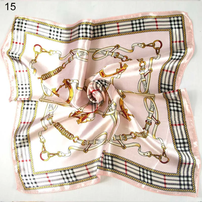 50*50 элегантный весенний шелковый шарф с принтом женские Дамские шарфы Профессиональные маленькие квадраты роскошный дизайн четыре сезона атласный шарф - Цвет: 15