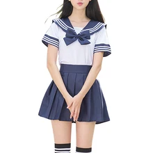 Terno de marinheiro conjuntos uniformes escolares jk uniformes escolares para meninas camisa branca e saia azul escuro ternos estudante cosplay