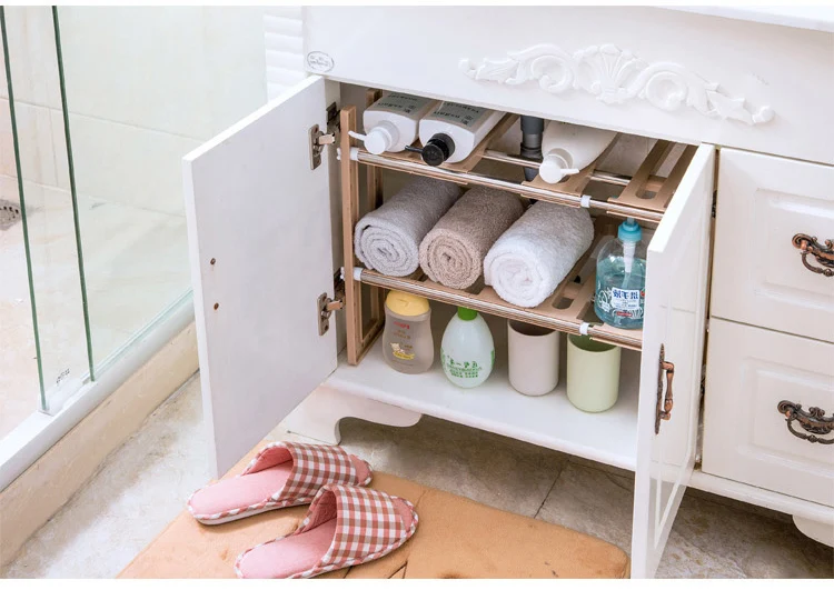 vanzlife Adjustable shelf under ground sink receive a rack shelf in the kitchen kitchen utensils and receive pot rack shelf rack