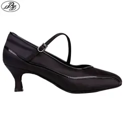 Новый стиль, Женская Стандартная танцевальная обувь, BD1303, черная атласная Женская Обувь для бальных танцев, мягкая кожаная подошва
