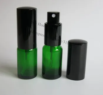 

360 x 10ml Green Glass Essential Oil Bottle With Black Aluminum Sprayer 10cc Glass Perfume Bottle