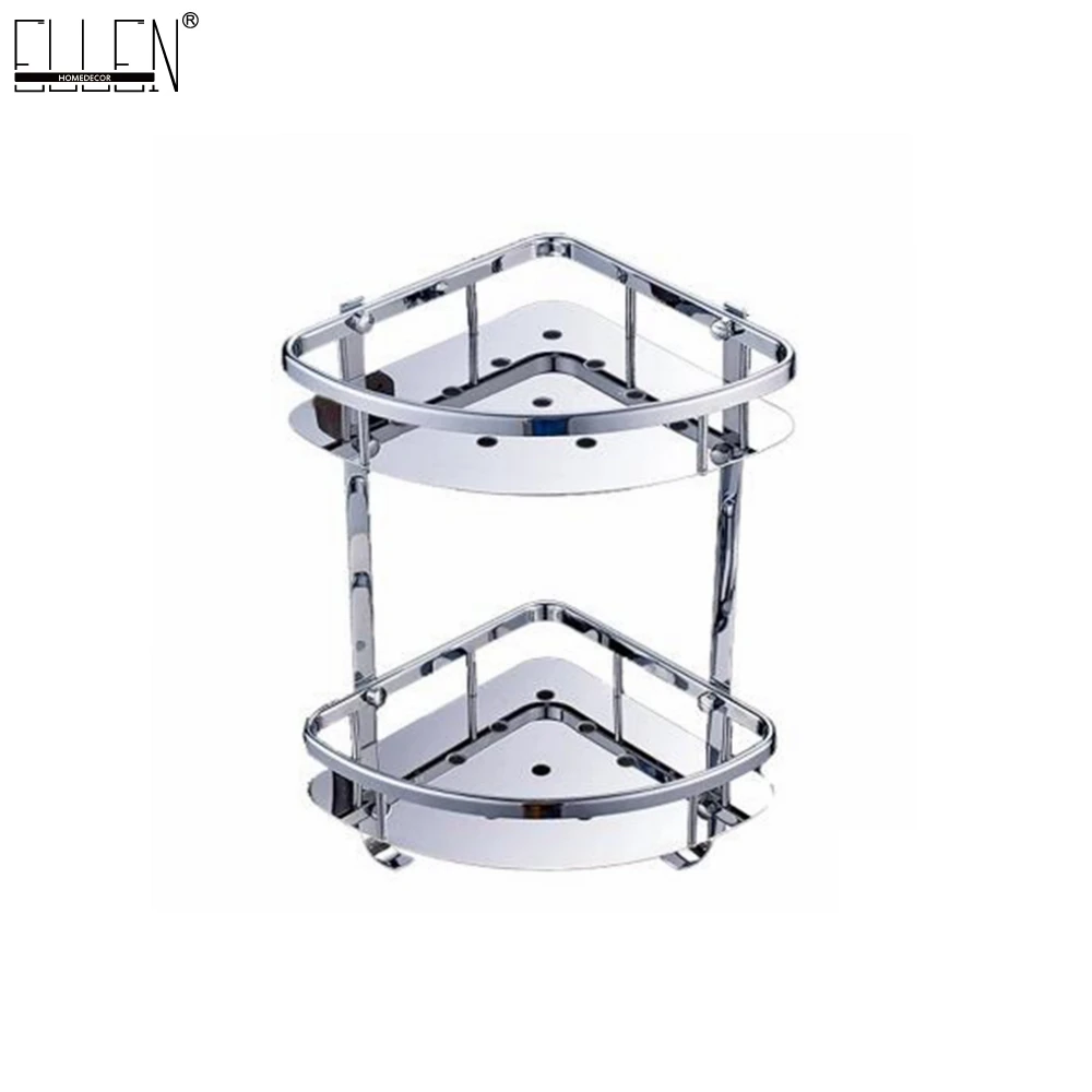 

Bathroom Corner Shelves Dual Tier Bath Shampoo Holder Bath Shower Shelf 304 Stainless Steel Polished ELM12