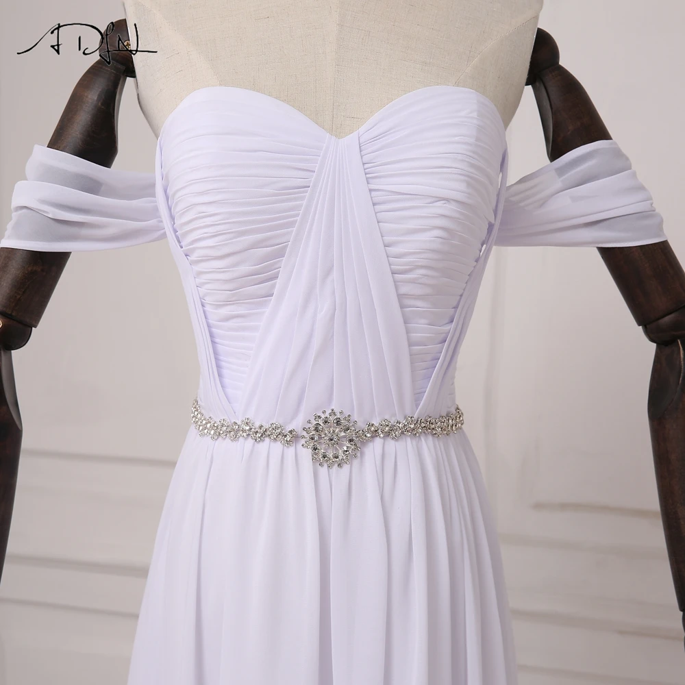 ADLN Новое Поступление Шифоновый пляжный Свадебные платья с открытыми плечами бисерное Бохо белое платье Богемские свадебные одежды