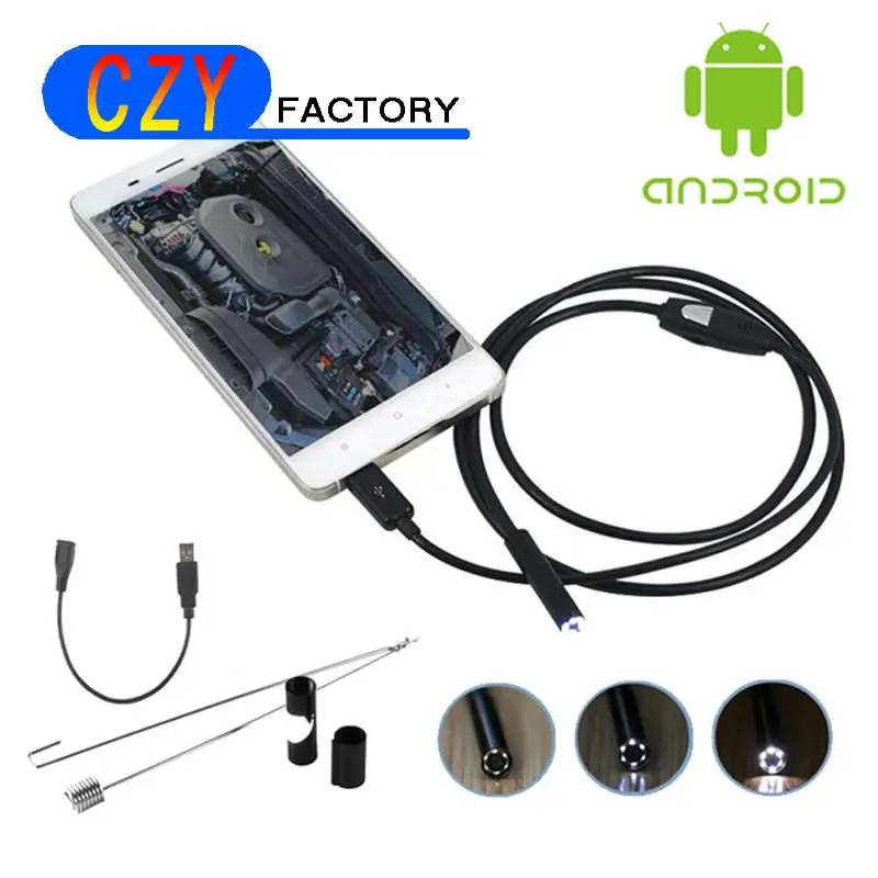 Android USB Камеры Эндоскопа 7 мм Диаметр Cmos 1 М Кабель Водонепроницаемый 6led Бороскоп