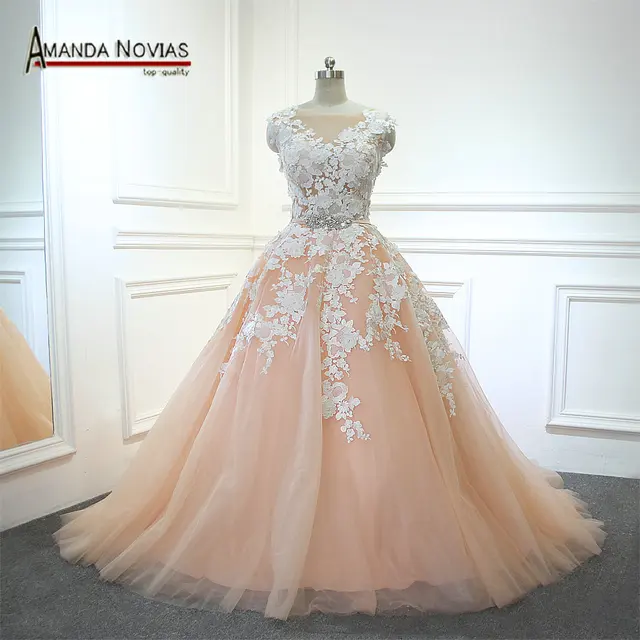 30427 2019 Nouveau Rose Avec Robe De Mariée Couleur Ivoire Haut Sexy Transparent Dans Robes De Mariée De Mariages Et événements Sur Aliexpresscom