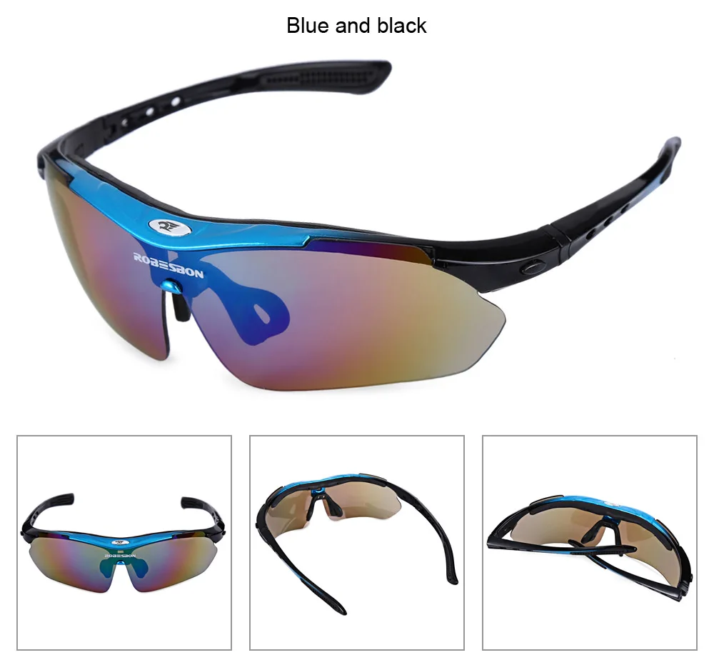 ROBESBON 0089 Men Cycling Eyewear Sunglass Outdoor UV400 Sports Glasses 5 Lenses