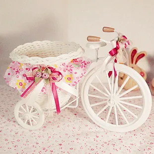 

Free shipping,Rustic aesthetic rattan cloth big bicycle fabric basket rattan flower beautiful small floats