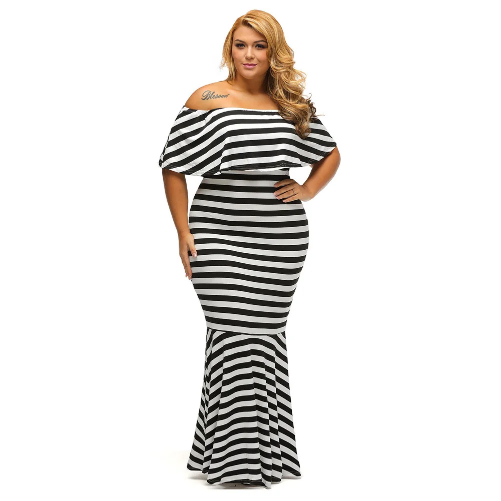 Vestido Plus Size XXL Women Clothing Maxi Dress 2018 Listrado Summer
