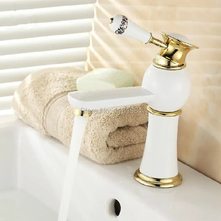 Высокое качество Модный Дизайн Смеситель для ванной комнаты латунный материал белый водопроводный кран W0908