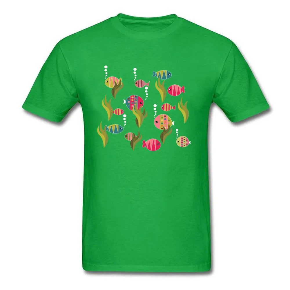 Fishes T-Shirt Newest Short Sleeve Street Cotton Crew Neck Mens Tops Tees Printed T-Shirt Summer Autumn Drop Shipping Fishes green