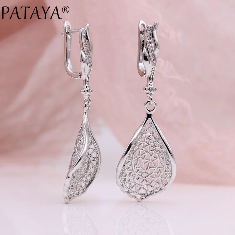 Женские серьги из циркония PATAYA модные длинные розового золота 585 пробы с