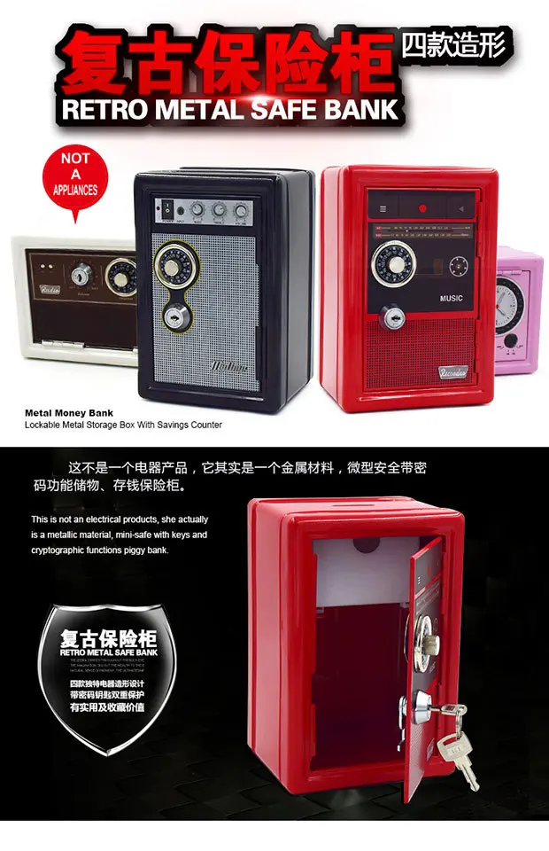 

Coin Strongbox Design RetroStyle Plastic Hidden Safety Box for Home Lock Money Box Safe Saving Bank