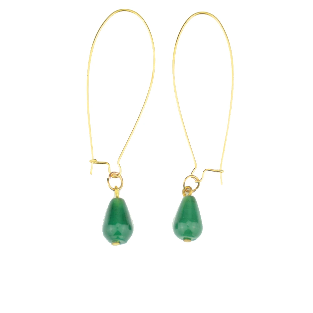 50Pair Green Stone Earring Wholesale Gold Silver Water Drop Chalcedony Stone Earring For Women 50Pair Green Stone Earring Wholesale Gold Silver Water Drop Chalcedony Stone Earring For Women