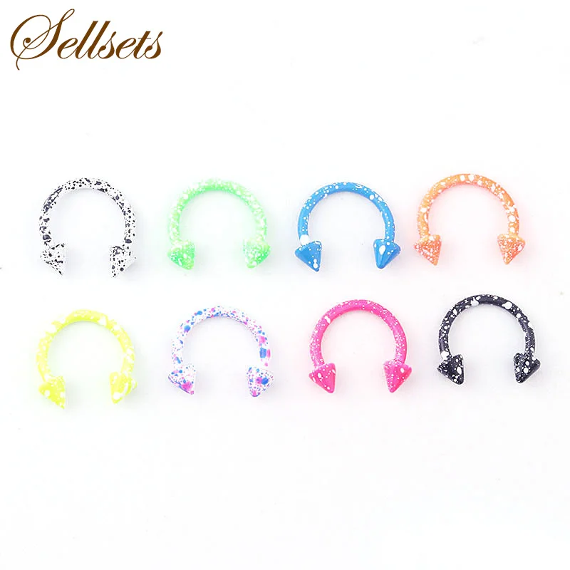 

Sellsets Cone Circular Barbells Eyebrow Lip Nose Rings Body Piercing Jewelry Mix 8pcs 16G Stainless Steel Horseshoe Piercing
