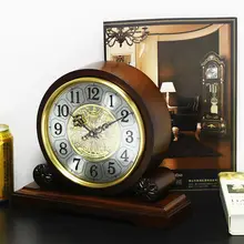 Weilingdun Music Hourly Chiming High Quality Table Clock Europe Antique Wooden Mute Quartz Desktop Clock