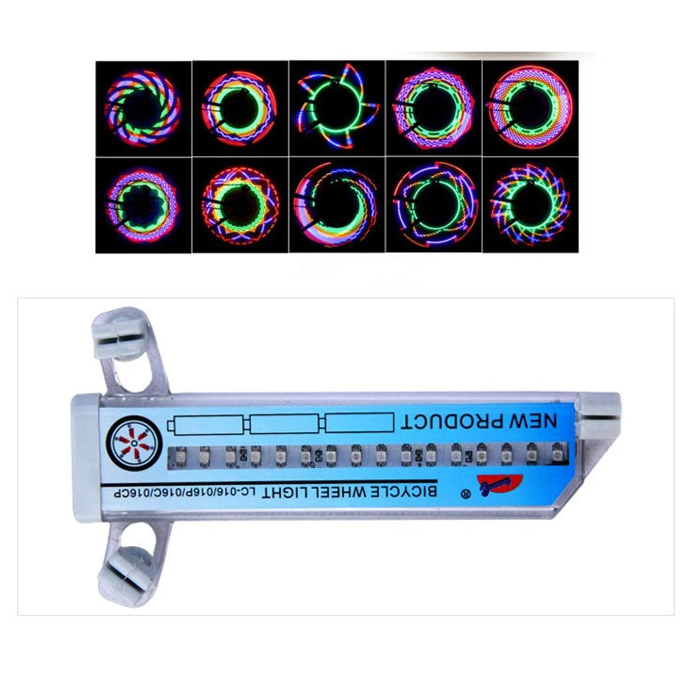 

16 LED Colorful Cycling Bike Motorcycle Bicycle Car Tire Valve Flashing Spoke Light With Battery Luces Led Bicicleta 32 pattern