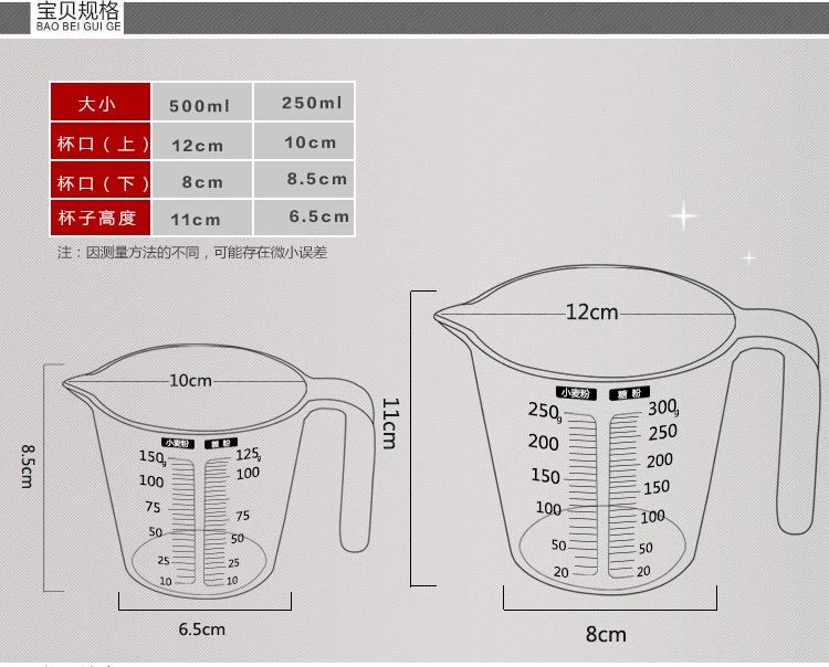 Ограничено по времени, Cozinha, измерительные ложки для выпечки, инструменты, как полимерный стакан, измерительный с ручкой, несколько 250 мл, три шкалы(125 г
