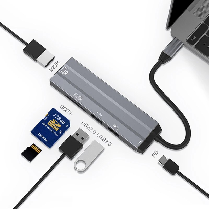 

Type C To HDMI USB 3.0 2.0 PD Power Adapter TF/SD Card Reader USB C HUB For Macbook Pro Samsung Galaxy S10 S9 S8 Huawei P30 P20
