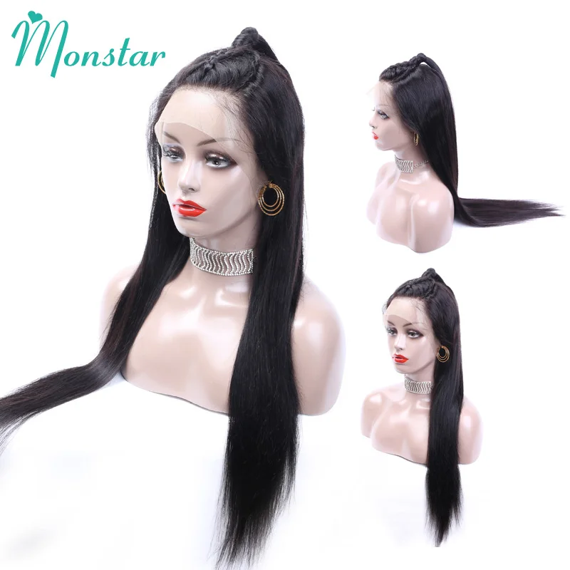 

Monstar Straight Hair Wig With Baby Hair 150% Density Pre Plucked Full Lace Human Hair Wigs Remy Hair Glueless Full Lace Wigs