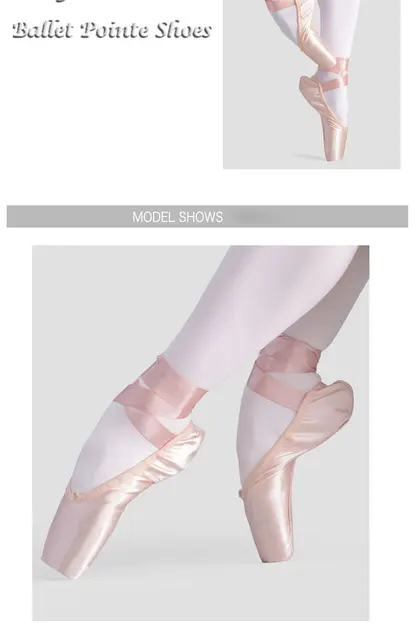 Scarpe Da Danza Punta Classica Rosa - Scarpette Balletto Con Nastro Per Donna E Ragazza