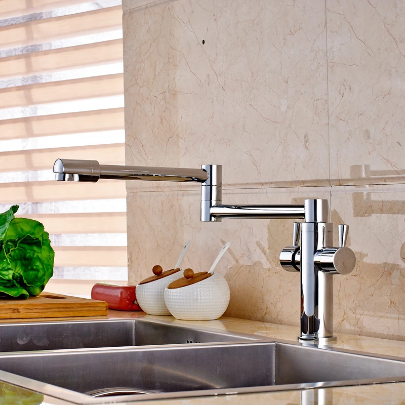 

Creative Stretch Folding Neck bathroom kitchen Sinkfaucet Single Lever Chrome Kitchen Sink Washing Taps