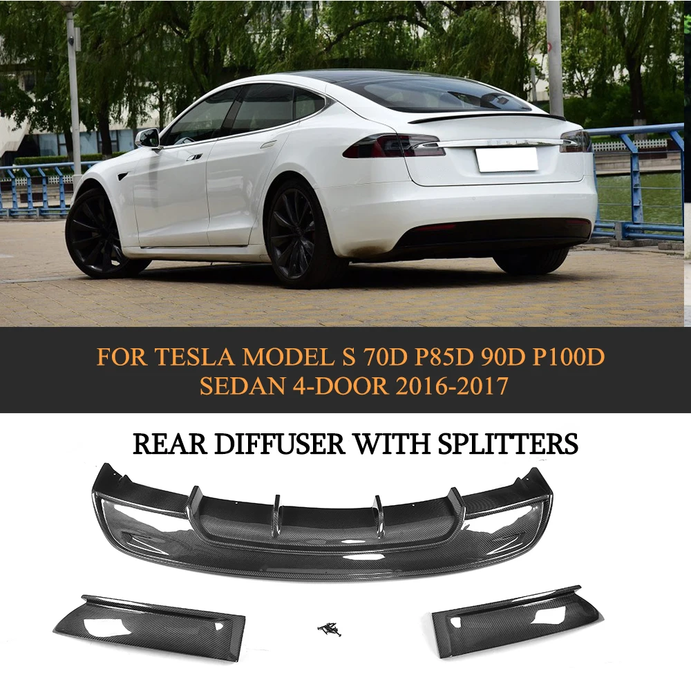 

Carbon Firber Car Racing Rear Diffuser Lip Spoiler For Tesla Model S Sedan 4-Door 2016-2017 Car Sticker Spoiler