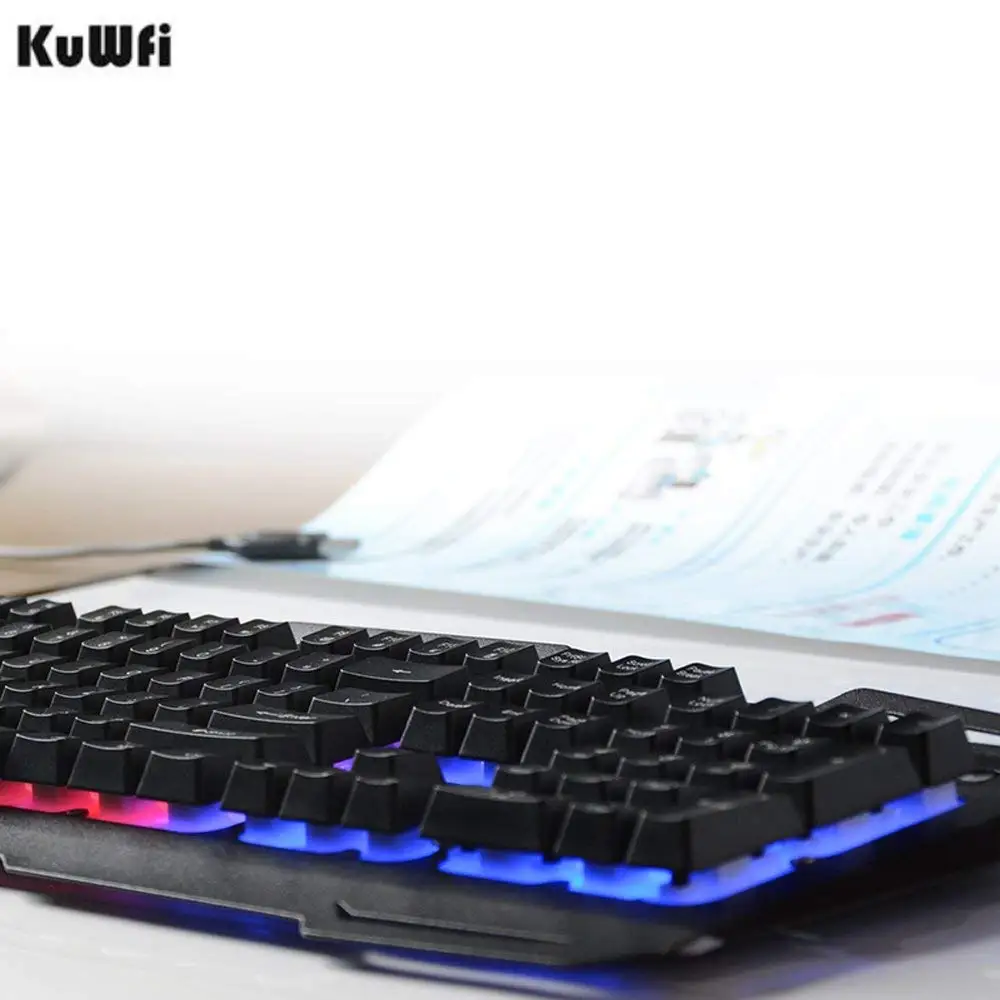 Английская проводная USB игровая клавиатура с 104 клавишами, металлическая панель, цветная дышащая водонепроницаемая компьютерная игровая клавиатура для планшетного компьютера