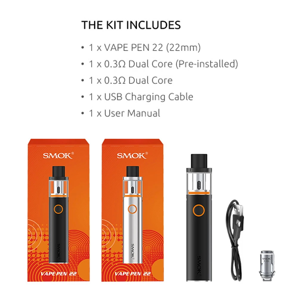 Оригинальная электронная сигарета SMOK Vape Pen 22 Kit с аккумулятором 1650 мАч бак