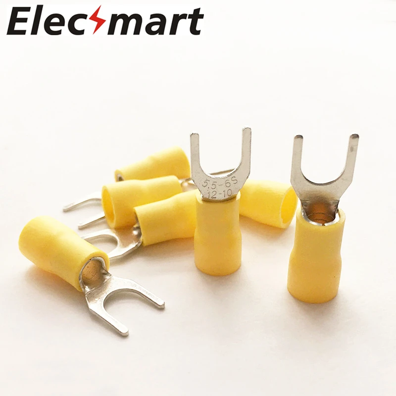 SV5.5 6 Copper Spade Fork Insulated Wire Connector Electrical Crimp